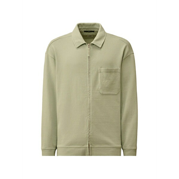 シーピーカンパニー メンズ ジレー アウター Combed jersey 10/2 boxy zip sweatshirt Green