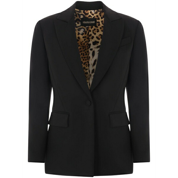 ロベルトカヴァリ レディース ジャケット&ブルゾン アウター Single-breasted cady-texture blazer Black|asty