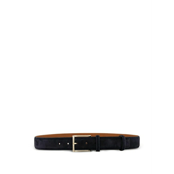 サントーニ メンズ ベルト アクセサリー Rectangular buckle leather belt Blue｜asty