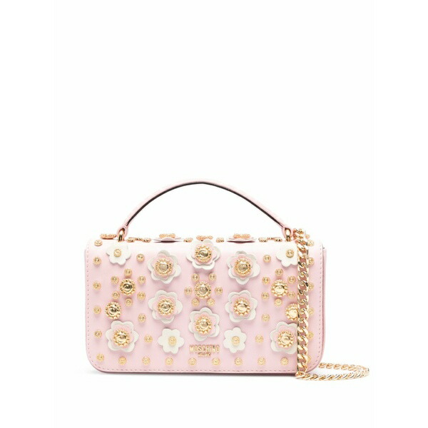 モスキーノ レディース ショルダーバッグ 御徒面子 Floral stud-detailing shoulder bag Pink