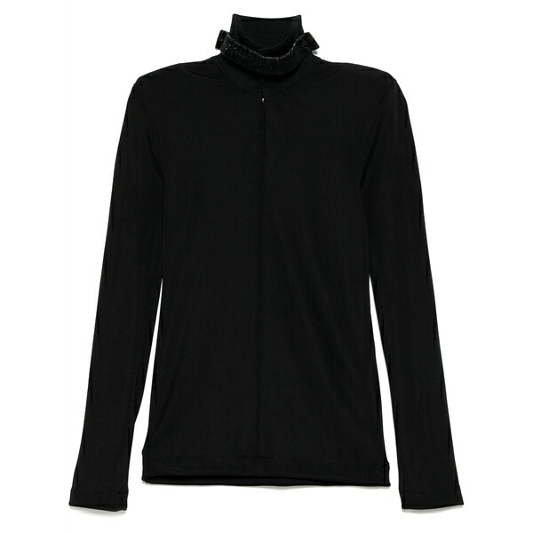 トーガ レディース シャツ トップス Glossy rib top Black|asty