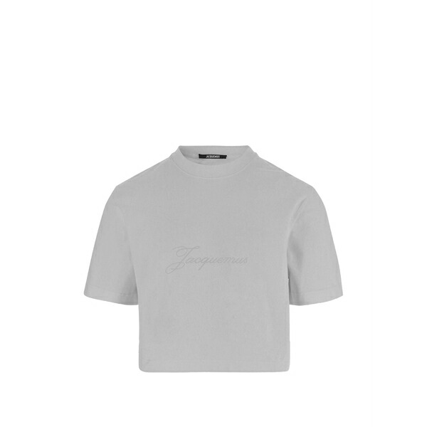 ジャクエムス レディース Tシャツ トップス Embroidered-logo cropped t-shirt Neutrals｜asty