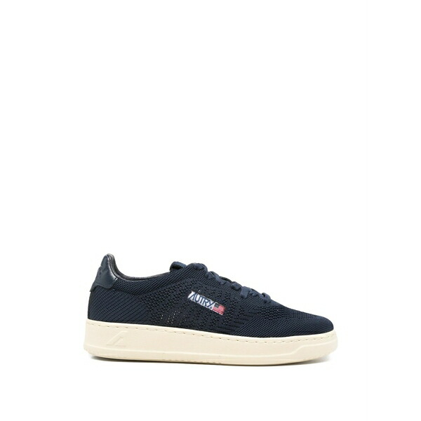 オートリー メンズ スニーカー シューズ Knit leather sneakers Blue スニーカー-靴