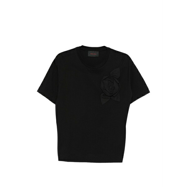 シモーネ・ロシャ メンズ プルオーバー トップス Flower-appliqu?? t-shirt Black