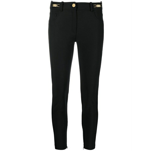エリザベスフランキ レディース 心地好いズボン下 ボトムス Cropped skinny-cut trousers Black