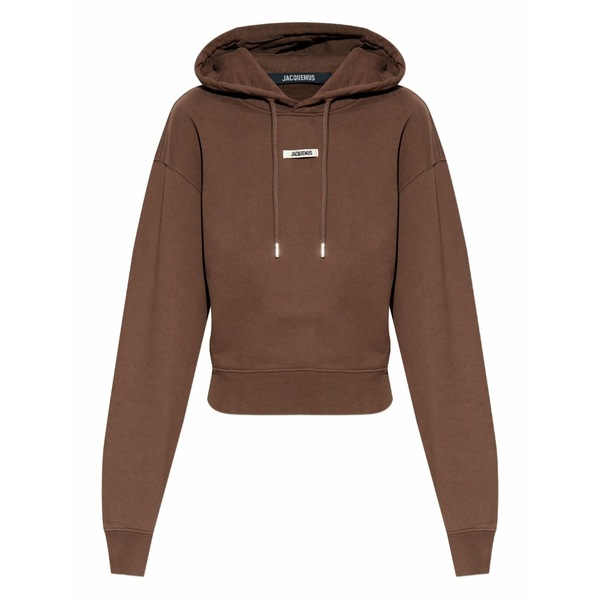 ジャクエムス レディース パーカー・スウェットシャツ アウター Logo-patch hoodie Brown