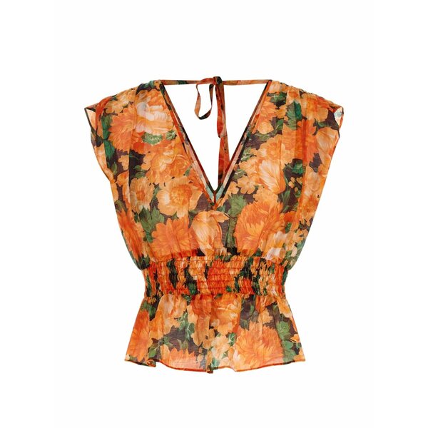 ピンコ レディース シャツ トップス Botanical garden v-neck top Orange｜asty