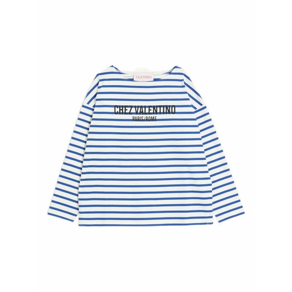 ヴァレンティノ ガラヴァーニ メンズ Tシャツ トップス Chez-print striped cotton t-shirt Blue｜asty