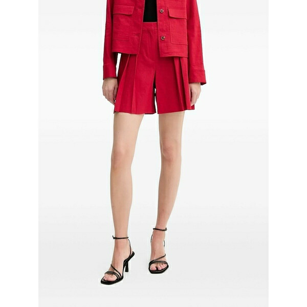 行動論理 レディース 心地好いズボン下 ボトムス Pleated front shorts Red