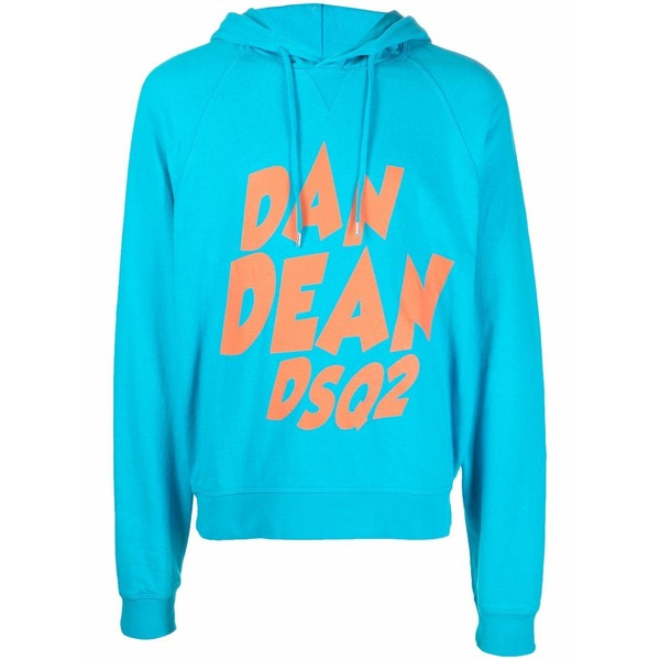 ディースクエアード メンズ パーカー・スウェットシャツ アウター Logo drawstring hoodie Blue｜asty