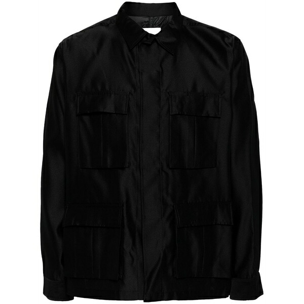 トーガ メンズ シャツ トップス Long-sleeves satin shirt Black｜asty