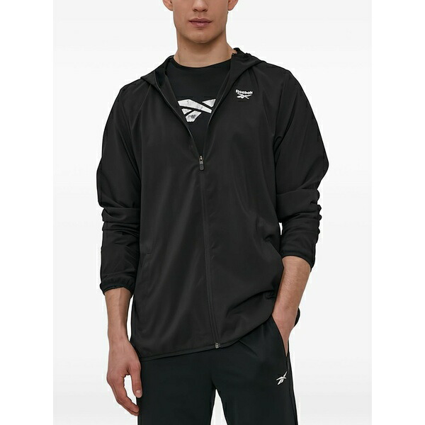 リーボック メンズ 上衣＆上衣 アウター Hooded zip-fastening jacket Black