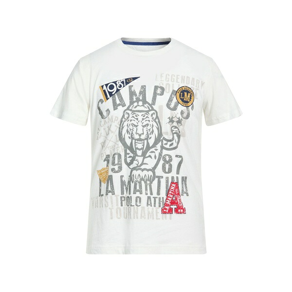 【送料無料】 ラ マルティーナ メンズ Tシャツ トップス T-shirts White｜asty