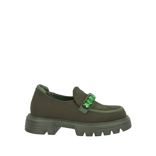 【貨物輸送無料】 ジャ航空マイル レディース スリッポン・ローファー シューズ Loafers Green