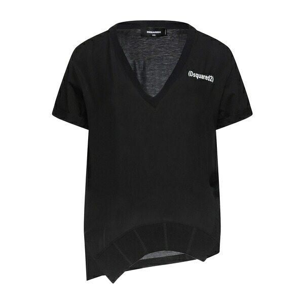 【貨物輸送無料】 ディースクエアード レディース ティーシャツ トップス T-shirts Black レディースファッション-Tシャツ・カットソー