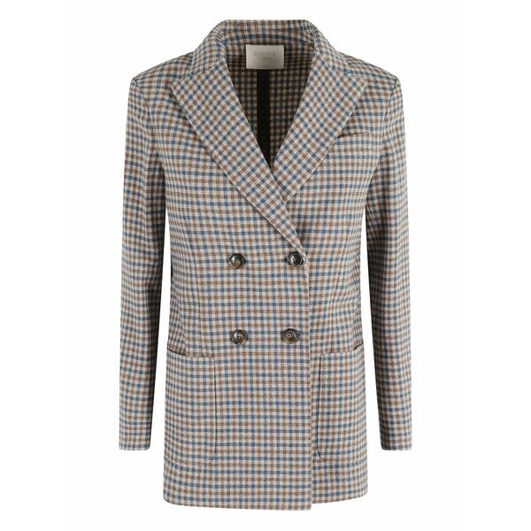 チルコロ1901 レディース 上衣＆上衣 アウター Gingham-check double-breasted blazer  Brown