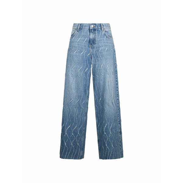リュージョー レディース デニムパンツ ボトムス Laser-etched flared jeans Blue｜asty