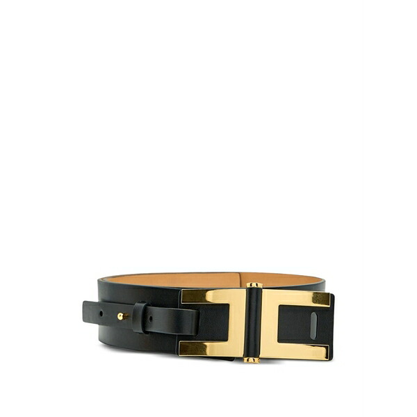 エリザベスフランキ レディース 胴締め 付属物 Logo-plaque belt Black ベルト・サスペンダー-レディースベルト-バッグ・小物・ブランド雑貨