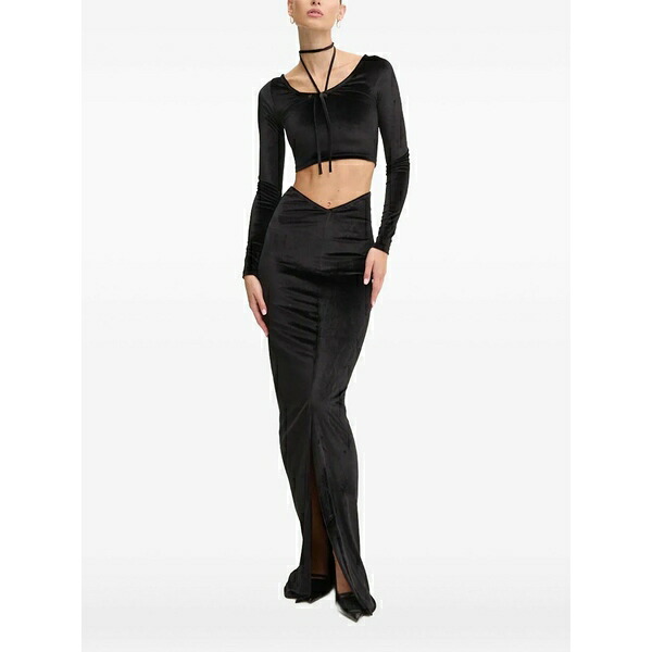 フィオルッチ レディース プルオーバー トップス Tie-neck velvet top Black