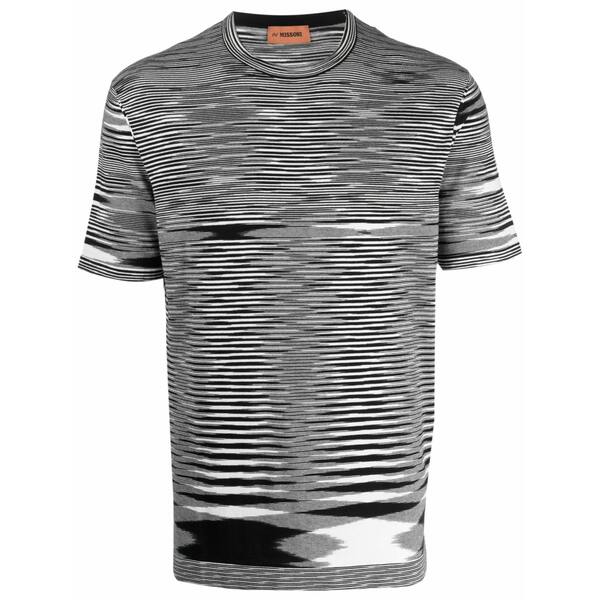 ミッソーニ メンズ Tシャツ トップス Stripe-print short-sleeved t-shirt Black｜asty