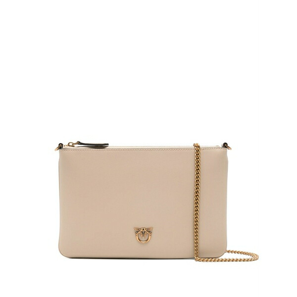 ピンコ レディース クラッチペダル御徒面子 御徒面子 Flat classic logo-plaque clutch bag Neutrals