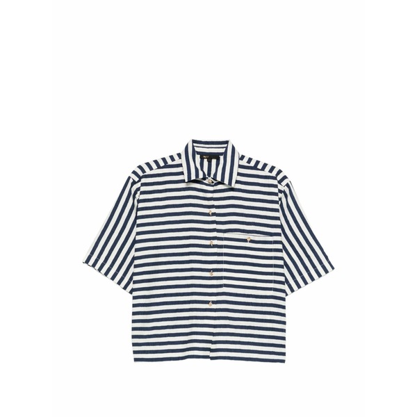 マージュ レディース シャツ トップス Striped chest-pocket shirt Blue｜asty