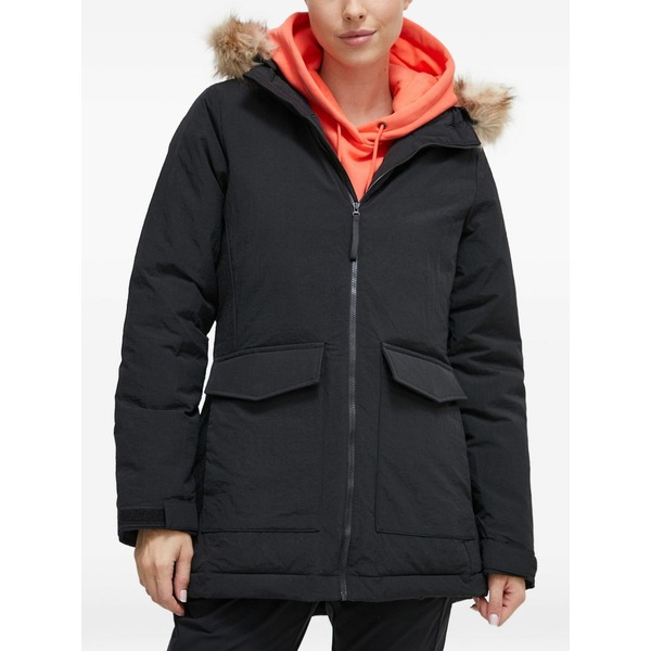 アディダス レディース ジャケット&ブルゾン アウター Faux-fur hooded jacket Black|asty