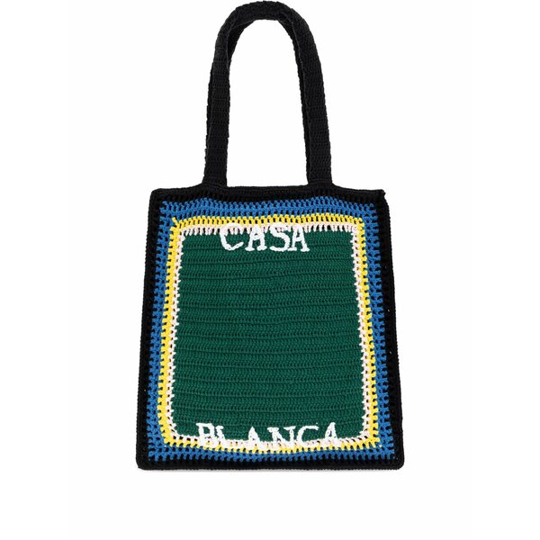 カサブランカ メンズ トートバッグ 御徒面子 Lettering cotton tote bag Green