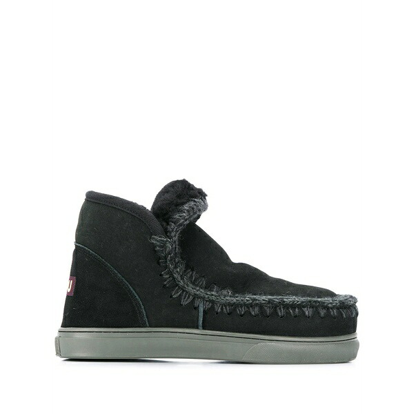 モウ レディース ブーツ シューズ Crochet stitch-trim sneaker boots Black|asty