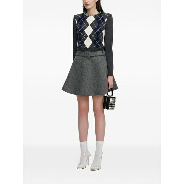 セルフ・ポートレイト レディース 編み物\u0026スウェーター アウター Argyle-pattern sweater Grey