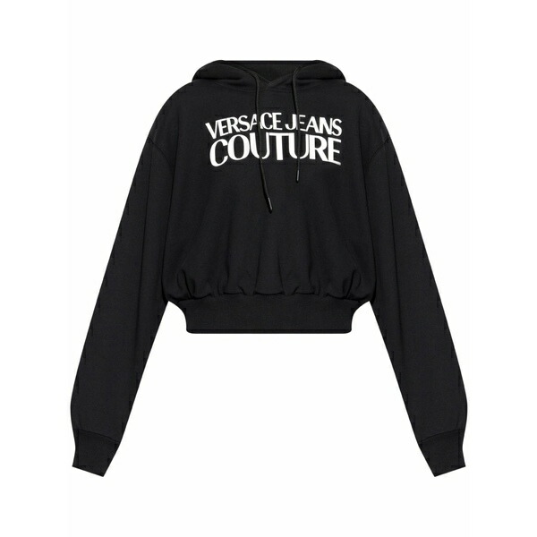呼びりん探し回る レディース パーカー・スウェットシャツ アウター Logo-print cotton hoodie Black