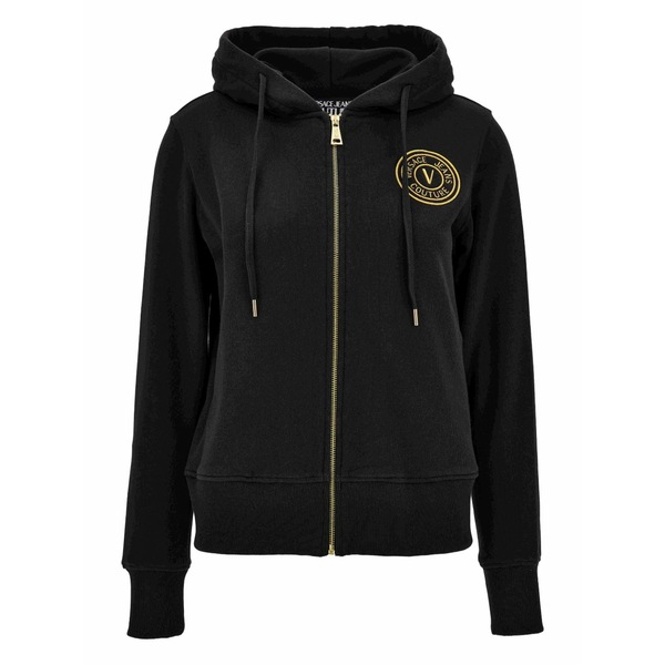 ベルサーチ レディース パーカー・スウェットシャツ アウター Logo-patch zip-up hoodie Black｜asty