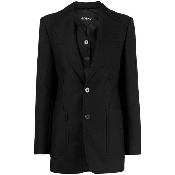 ゴエンジェイ レディース 上衣＆上衣 アウター Notched-lapels single-breasted blazer  Black