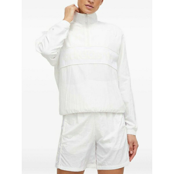 アディダス レディース ジャケット＆ブルゾン アウター Half-zip hooded jacket Neutrals｜asty