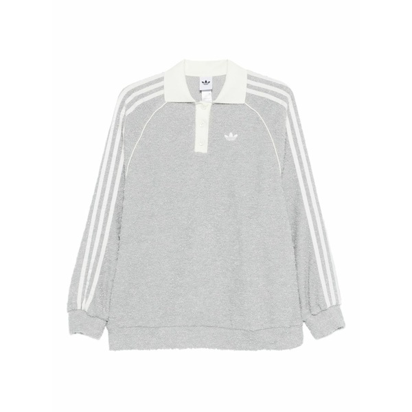 アディダス レディース ポロシャツ トップス Three-stripe boucl茫漏 polo top Grey｜asty
