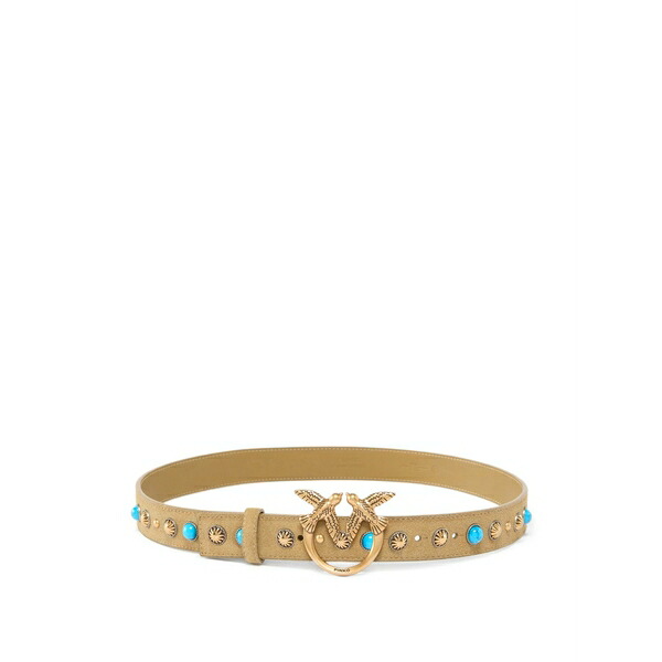 ピンコ レディース ベルト アクセサリー Stud-embellished love birds-buckle belt Neutrals｜asty