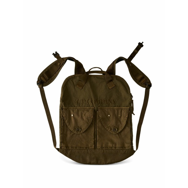 シーピーカンパニー メンズ うしろ側容器に並べる・背嚢 御徒面子 Embossed-logo front-pocket backpack Green