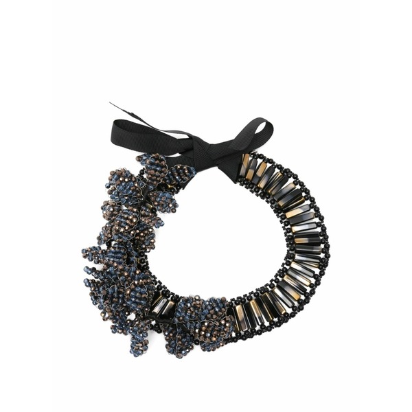ナイト・マーケット レディース ネックレス・チョーカー・ペンダントトップ アクセサリー Ribbon beaded necklace Black｜asty