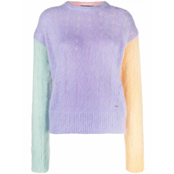 ディースクエアード レディース 編み物\u0026スウェーター アウター Colour-block cable-knit jumper Purple
