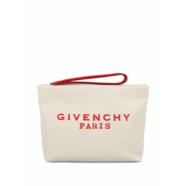 ジバンシー レディース クラッチペダル御徒面子 御徒面子 Logo-print clutch bag Neutrals