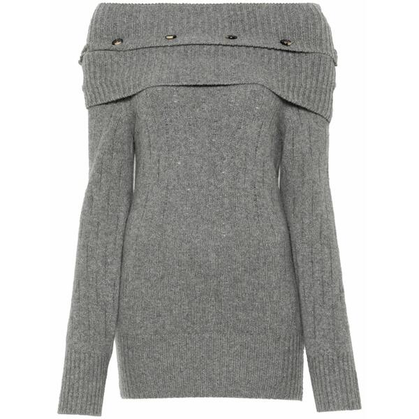 鍵を掛ける レディース 編み物\u0026スウェーター アウター Multi-button off-shoulder top Grey