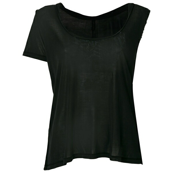 アンラベル プロジェクト レディース Tシャツ トップス Asymmetric sleeve twisted scoop neck tank Black|asty