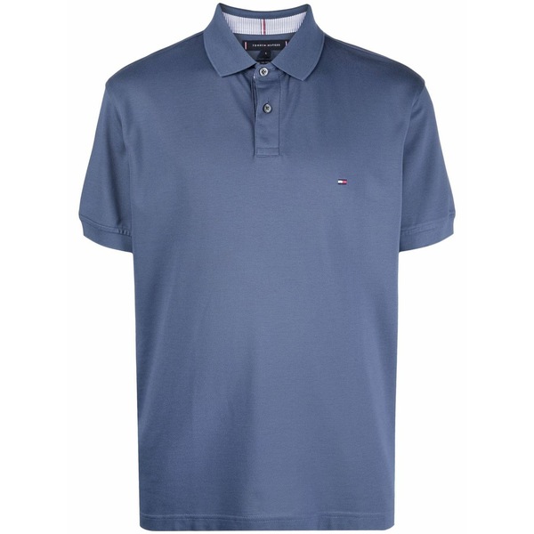 トミー ヒルフィガー メンズ ポロシャツ トップス Embroidered logo polo shirt Blue｜asty