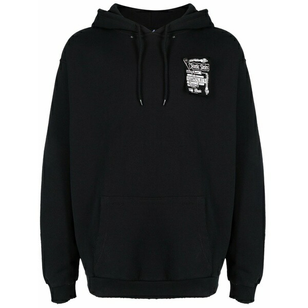ラフ・シモンズ メンズ パーカー・スウェットシャツ アウター Patch-detail long-sleeved hoodie Black トップス-メンズファッション