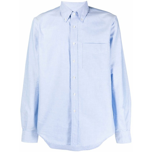 アスペジ メンズ プルオーバー トップス Long-sleeve patch-pocket shirt Blue