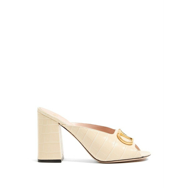 ヴァレンティノ ガラヴァーニ レディース サンダル シューズ Vlogo signature slide sandals in printed calfskin 95mm Neutrals｜asty