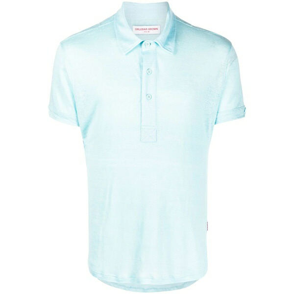 オールバー ブラウン メンズ ポロシャツ トップス Button-placket detail polo shirt Blue｜asty