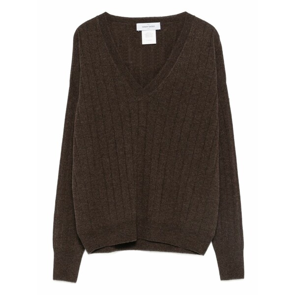 グランサッソ レディース ニット&セーター アウター V-neck sweater Brown｜asty