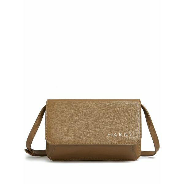 マルニ メンズ 商行為系 御徒面子 Logo-embroidered leather belt bag Brown