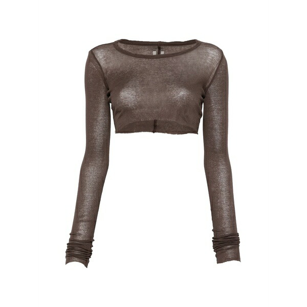 リックオウエンス レディース プルオーバー トップス Long-sleeve crop top Brown